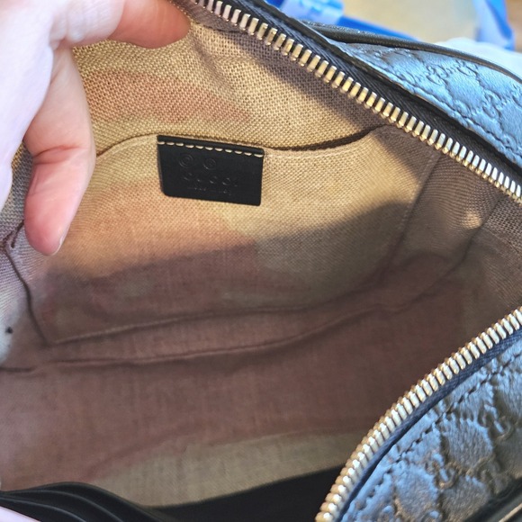 Gucci Black Micro GG Bee Bag Leather Crossbody 449413 520981 - Picture 9 of 14